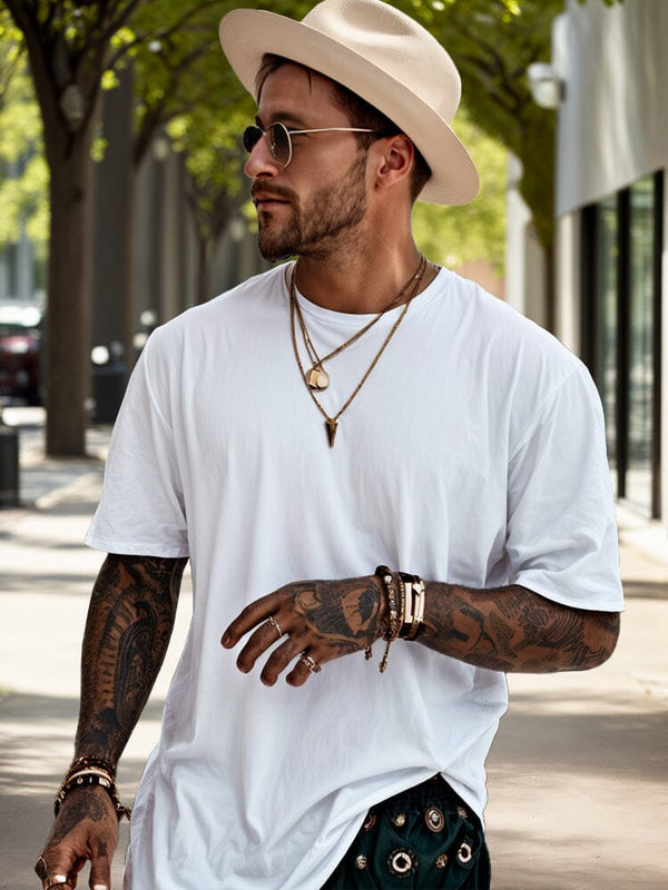 Casual Relaxed Fit Basic T-Shirt T-shirt coofandy White M 