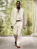 Elegant 100% Cotton 3-Piece Outfits Sets coofandy White M 