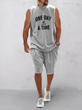 Athleisure 100% Cotton Tank Top Set Sports Set coofandy Light Grey M 
