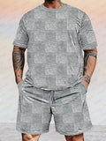 Casual Plaid Knit T-shirt Set Sets coofandy 
