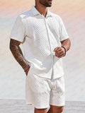 Leisure Jacquard Textured Shirt Set Sets coofandy 