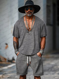 Simple Stylish 2-Piece Outfits Sets coofandy Grey M 