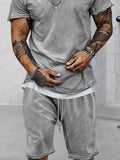 Athleisure 100% Cotton Hoodie Shorts Set Sets coofandy 