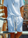 Leisure Simple 100% Cotton T-shirt Set Sets coofandy 