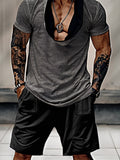 Stylish 100% Cotton Hooded T-shirt Set Sets coofandy 