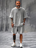 Leisure Comfort Color Block Tracksuit Set Sets coofandy Grey M 