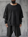 Stylish Layered-sleeve 100% Cotton Set Sets coofandy 