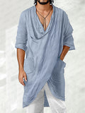 Casual Unique Drape Pullover Top Shirts coofandy Blue M 