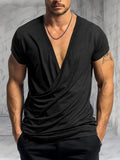 Minimalist Unsymmetrical T-Shirt T-Shirt coofandy Black M 