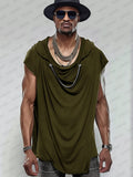 Fashion Asymmetric Hooded Top T-Shirt coofandy Army Green M 