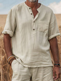 Timeless Cotton Shirt Shorts Set Sets coofandy 