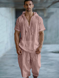 Minimalist Hooded T-shirt Shorts Set Sets coofandy Pink M 