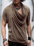 Casual Chic Drape Neck Top T-shirt coofandy 