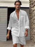 Minimalist 100% Cotton Shirt Set Sets coofandy White M 