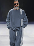 Athleisure Loose Stripe Sweatshirt Set Sets coofandy 