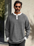 Soft Colorblock Henley Undershirt Shirts coofandy Grey M 