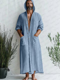 Comfy Hooded 100% Cotton Robe Robe coofandy Blue M 