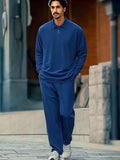 Comfort Versatile Shirt Pants Set Sets coofandy Blue M 