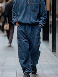 Vintage-Inspired Denim Cargo 2-Piece Set Sets coofandy 