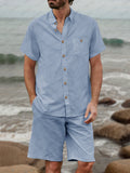 Casual Minimalist Cotton Shirt Set