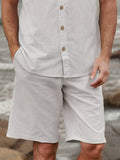 Casual Minimalist Cotton Shirt Set