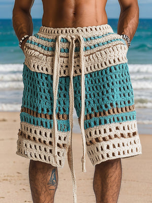 Casual Resort Knit Braided Shorts