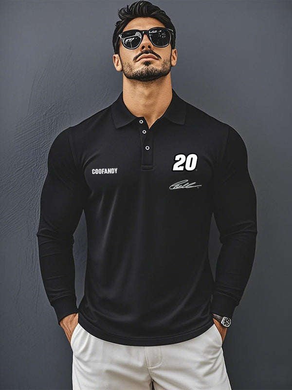 COOFANDY × JGR BELL Signature Print Polo Shirt