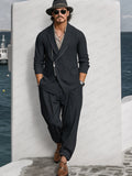Trendy Zipper Closure Cotton Suit Set