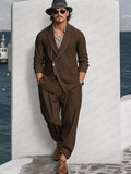 Trendy Zipper Closure Cotton Suit Set