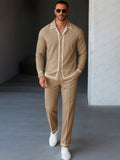 Casual Contrast Trim Shirt Pants Set