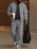 Classic Striped Trim Jacket Pants Set