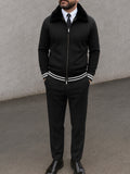 Modern Fur Collar Jacket Pants Set