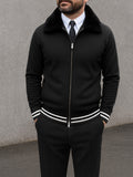 Modern Fur Collar Jacket Pants Set