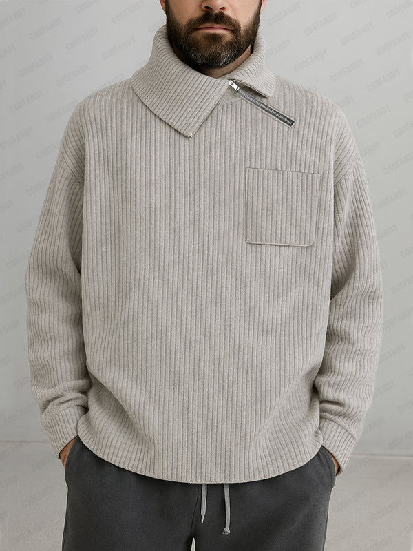 Casual Asymmetric Collar Knit Sweater