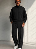 Casual Vertical Stripe Matching Set