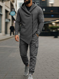 Trendy Asymmetric Design Jacket Pants Set