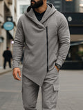 Trendy Asymmetric Design Jacket Pants Set