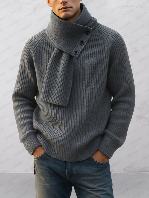 Minimalist Crew Neck Sweater and Scarf Set