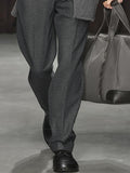 Modern Decorative Button Front Suit Pants