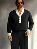 Modern Contrast Placket Top Pants Set