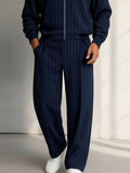 Casual Stripes Jacket Pants Set