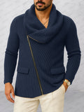 Unique Diagonal Zipper Knit Cardigan
