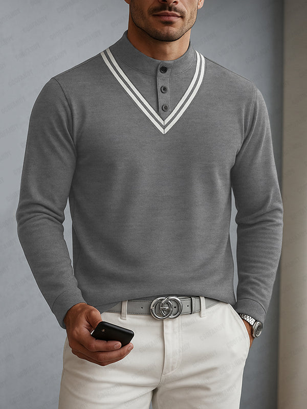 Versatile Colorblock Stripe Collar Shirt
