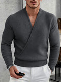 Casual Cross Placket Pullover Knit Top