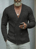 Casual V-Neck Button Knit Cardigan
