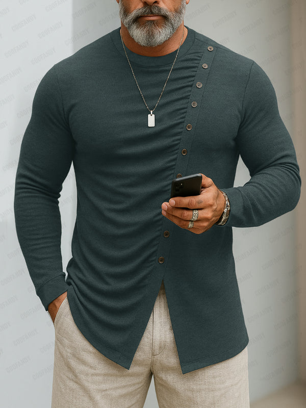 Slim Fit Button Accent Elastic Undershirt