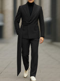 Luxury Decorative Belt Blazer Pants Set