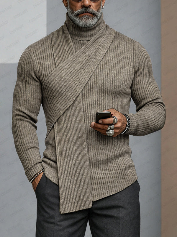 Minimalism Turtleneck Scarf-Decorated Knit Undershirt