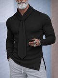 Casual Tie Decoration Collar Knit Top