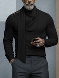 Turtleneck Knit Top with Detachable Matching Scarf